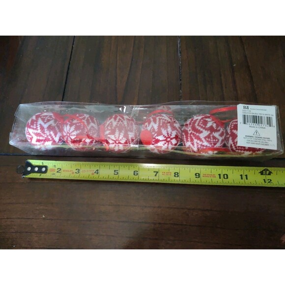 Lot of 6 Boston International Sweater Red White Bauble Christmas Ornaments New! - Picture 3 of 3